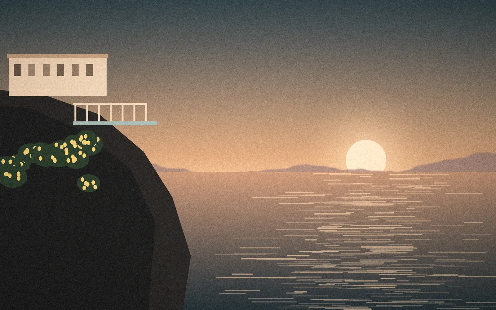 Illustration: Evening light over the sea below Ravello
